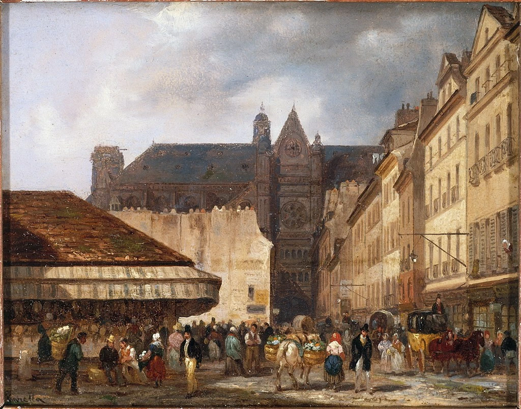 Rue des Prouvaires e la chiesa di Saint Eustache (Quartier des Halles) a Parigi - Musee Carnavalet